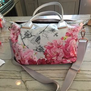 Ted Baker nylon tote, gray with pink flowers